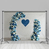 Aperturee - Aperturee Floral Heart Circle Set White Brick Wedding Backdrop